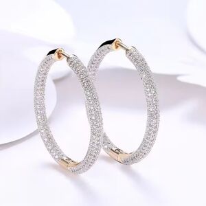 18K Plated Over .925 Sterling Silver Stunning Hoop Earrings
